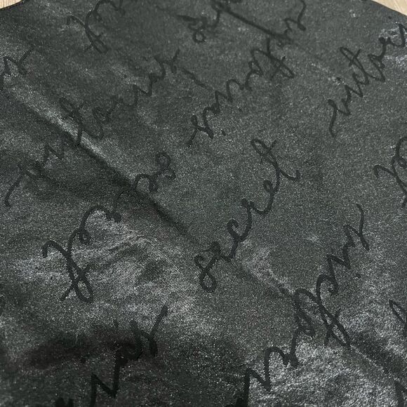 Victoria’s Secret Satin Cami Top | Small | Black Script Print | Strappy Back - Picture 3 of 6